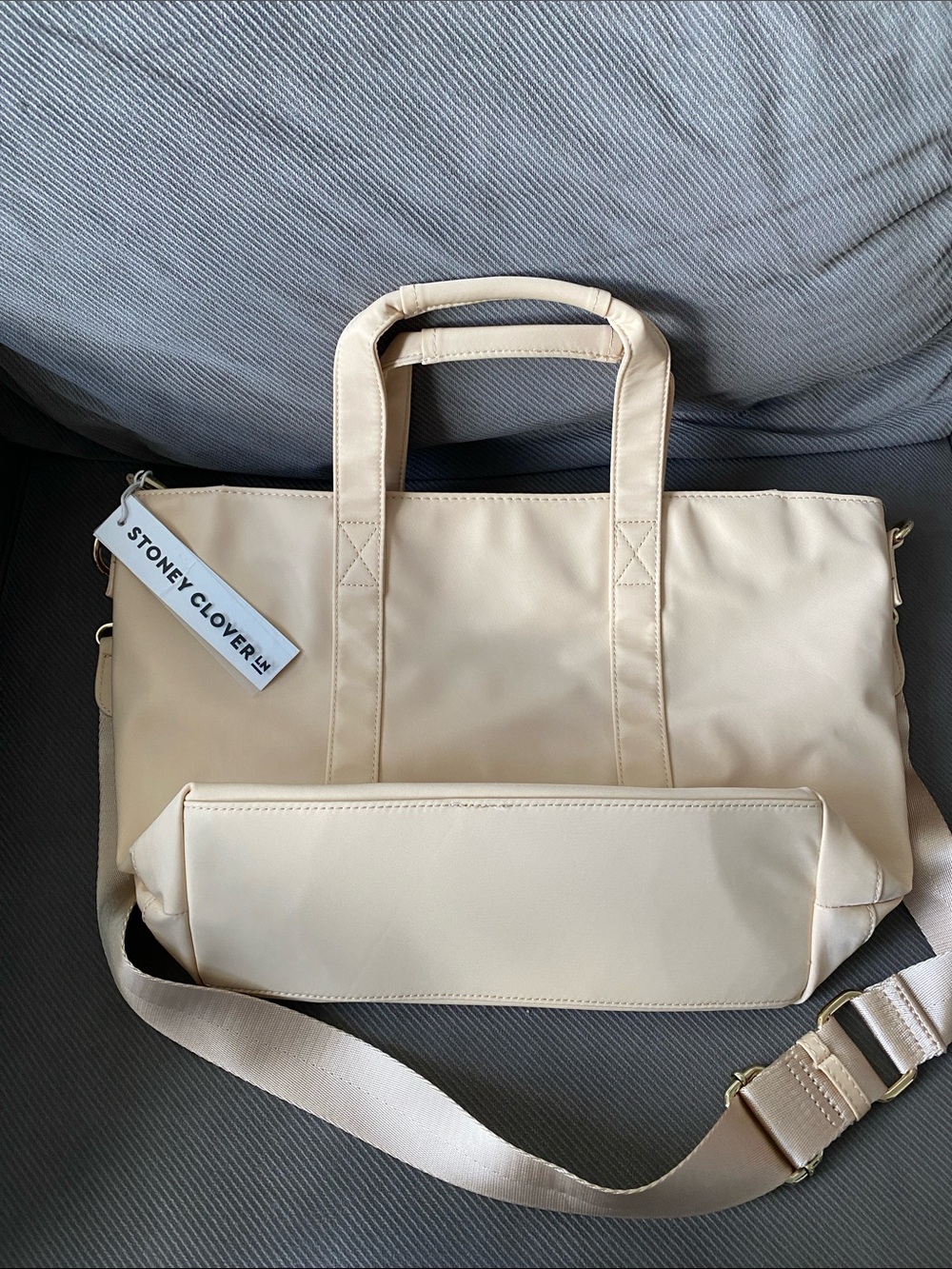 Stoney Clover Lane Cream Tote Bag with Adjustable Strap